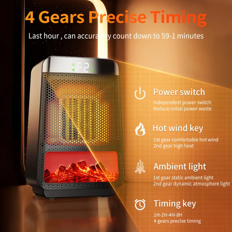 Fast Warming Flame Heater with Realistic Flame Effect & Smart Display